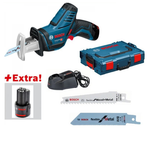 Bosch Akku-Säbelsäge GSA 12V-14 + L-BOXX + 2x 2,5Ah + AL1130CV