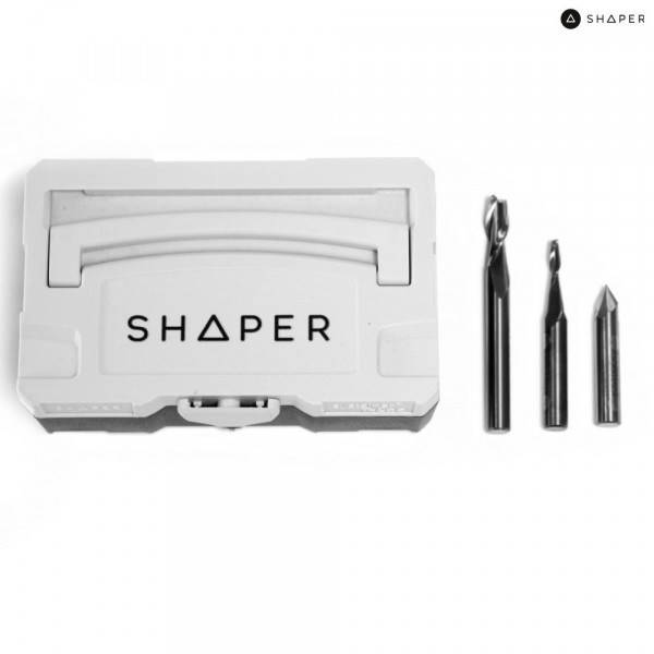 Shaper Basis Fräser-Set - je 1x 3mm und 6mm Sprialnutfräser - 1x Gravierfräser