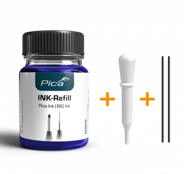 Pica Ink Refill Set - 55841 - blau - 25ml - 15 Befüllungen - inkl. 2x Docht + Pipette