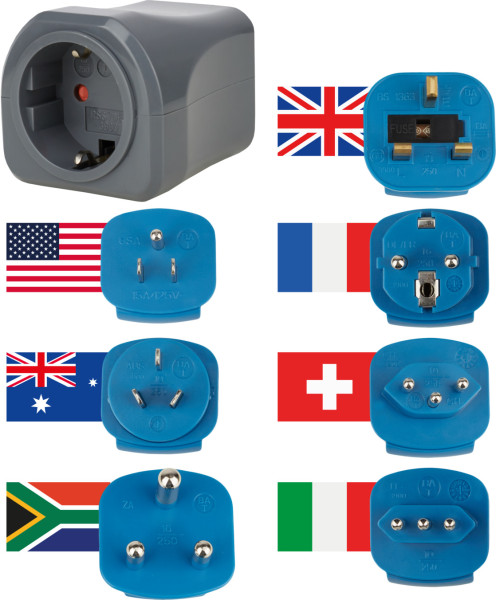 Brennenstuhl Reisestecker-Set - für 150 Länder - 7 Einsätze - IP20 - 1508160