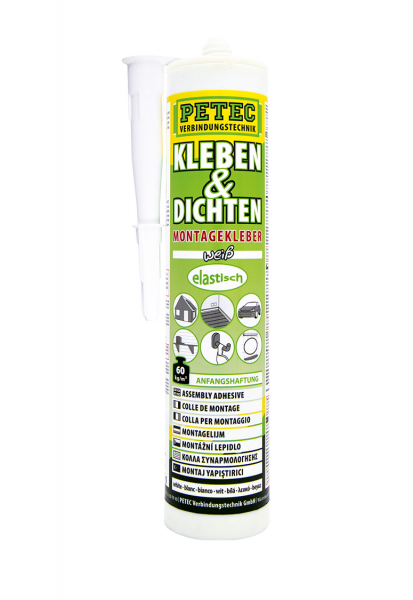 Petec 94529 Montagekleber Kleben + Dichten - 290ml - Kartusche - weiß