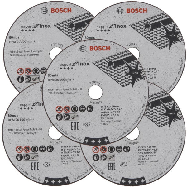 Bosch 5 Trennscheiben 1mm - Lochung 10mm - Durchmesser 76mm - 2608601520