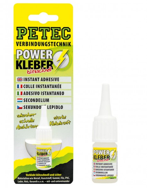 Petec 93410 POWER Kleber blitzschnell - 10 Gramm Flasche