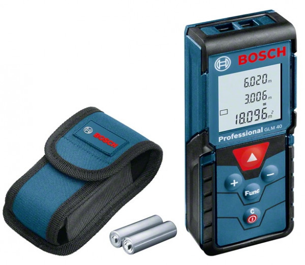 Bosch GLM 40 Laserentfernungsmesser - inkl. 2x AAA - 40 Meter - Tasche