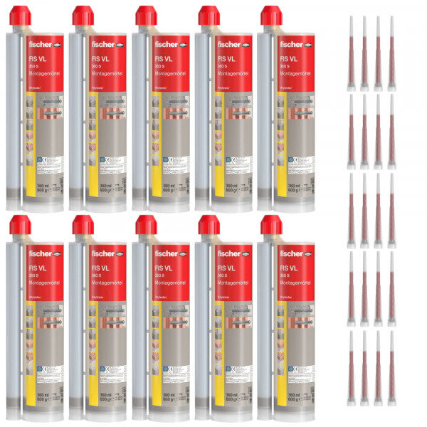 Fischer Montagemörtel FIS VL 360 S - 10 Stück inkl. 20x Statikmischer - 519556