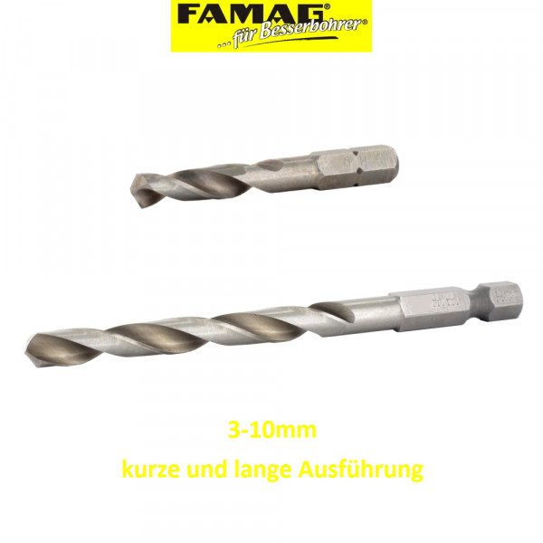 Famag Metallspiralbohrer HSS-G Bits - kurze und lange Ausführung - 3-10mm