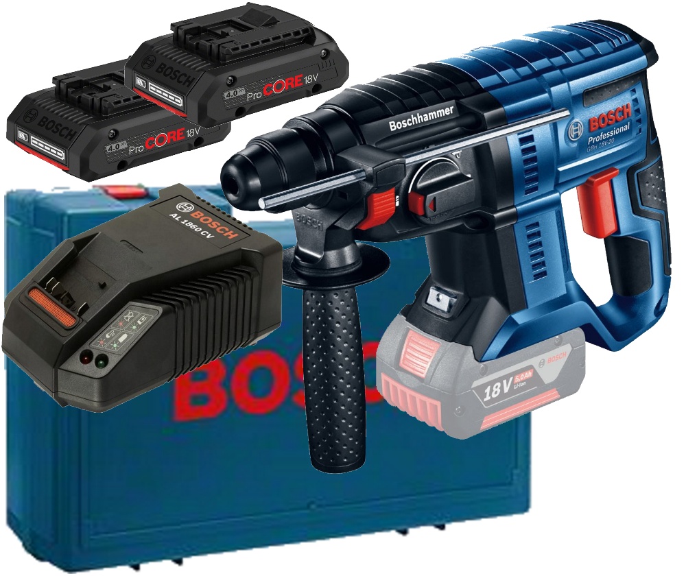 Bosch Akku Bohrhammer GBH 18V20 2x 4AH Procore GAL 1860 Koffer
